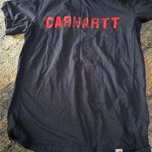 Carhartt Men's Navy Short-Sleeve Tee with Red Logo Print